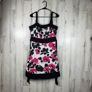 Taboo black, white, pink flower summer dress women's plus size 1X